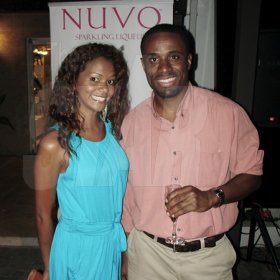 Contributed
NUVO - Gillian Zacca of OMG and Levaughn Flynn, Brand PR Manager enjoy the happenings during the Grand Opening of the Face Place on Wednesday March 2 in Kingston.