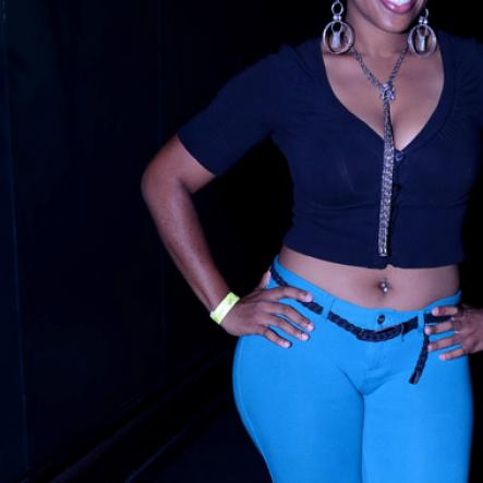 Winston Sill/Freelance Photographer
The lovely Sasheeni Bennett opted forbright blue to bring off the black in her outfit
Off The Hook Party, held at Ficton Nightclub, Market Place, Constant Spring Road on Thursday night January 9, 2014.