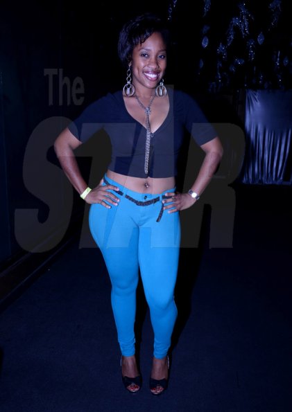 Winston Sill/Freelance Photographer
The lovely Sasheeni Bennett opted forbright blue to bring off the black in her outfit
Off The Hook Party, held at Ficton Nightclub, Market Place, Constant Spring Road on Thursday night January 9, 2014.