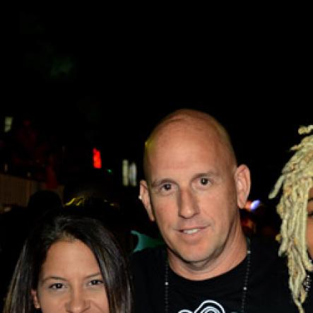 Winston Sill/Freelance Photographer
Appleton/Digicel Carnival Pon Di Road presents Pandemonium, held at Hope Gardens, Old Hope Road on Thursday night April 9, 2015. Here are Tina Matalon (left); Gary Matalon (centre); and Nickie-Z (right).