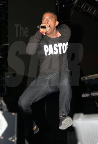 Redstripe winner Pastor performing at Reggae Sumfest Dancehall Night 2017