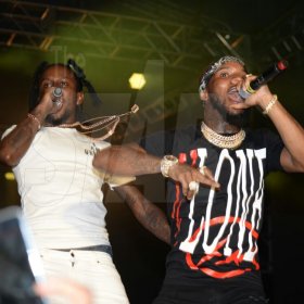 Popcaan and Tory Lanez performing at Reggae Sumfest Dancehall Night 2017