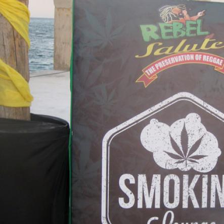 Mel Cooke

The smoking area sign at teh Herb Curb are of Rebel Salute 20916, Grizzly's Plantation Cove, Priory, St Ann.