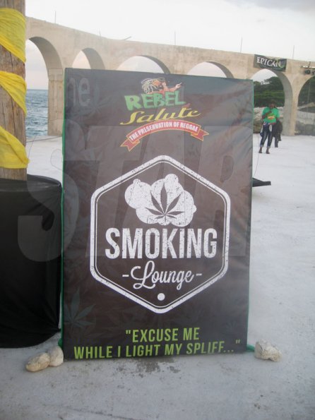 Mel Cooke

The smoking area sign at teh Herb Curb are of Rebel Salute 20916, Grizzly's Plantation Cove, Priory, St Ann.