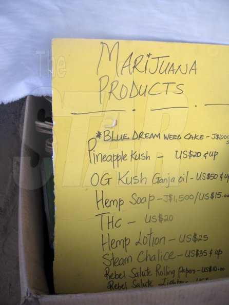 Mel Cooke<\n>A list of marijuana products and prices at Herb Curb.