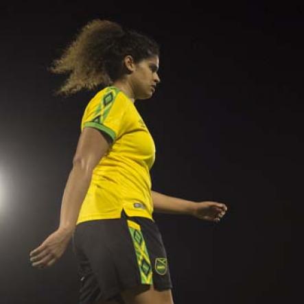 Gladstone Taylor/Multimedia Photo EditorMarlo Sweatman of Jamaica walks to take a corner kick in the International Womens friendly against Chile held at the National stadium on Thursday February 28, 2019Reggae Girlz