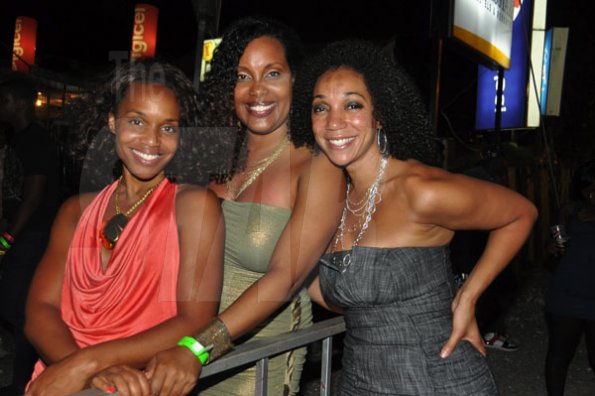 Janet Silvera Photo
 
From L- Kelly Elmore, Velecia Dawn Woods and Tuesdae Knight at Reggae Sumfest last Friday at Catherine Hall in Montego Bay.