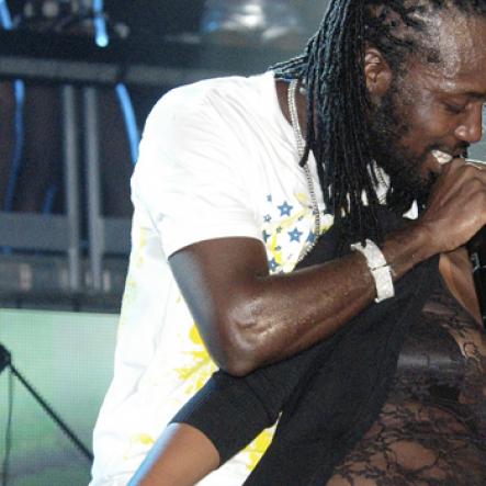 Photo by Adrian Frater
Mavado and a French fan enjoy a segment of his performance during Reggae Sumfest's Dancehall Night on Thursday at The Catherine Hall Entertainment Complex.