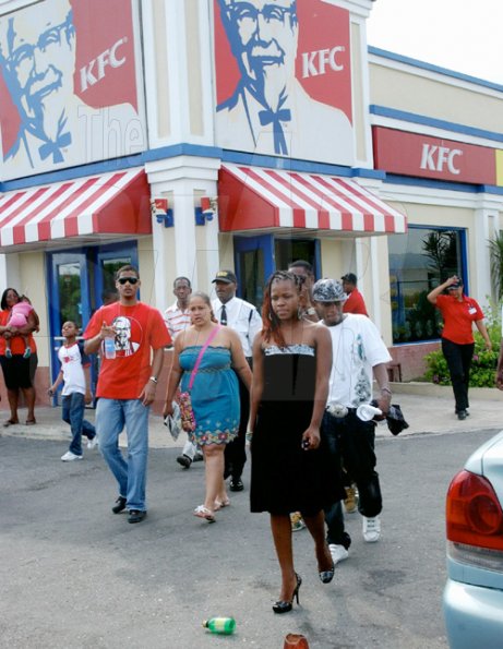 Winston Sill / Freelance Photographer
                                                                                 The gang has arrived!                                                                                                                                                                                                                                                                                                                                                                                                                                                                                                                 Digicel Rising Star final three performs on KFC concert and treat for children from places of safety, held at KFC, Portmore Mall on Saturday August 29, 2009.