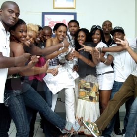 Peta-Gaye Clachar/Staff Photographer
The top 10 contestants in the 2009 Digicel Rising Stars competion pose during a tour of the Gleaner Company facilities yesterday.