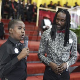 Gladstone Taylor/ Photographer<\n><\n>Sakani Nesbeth (son) and entertainer Nesbeth do an item at the funeral service<\n><\n>funeral service for the life of Annmarie Elliott-Nesbeth held at the new life assembly of God in kingston on saturday march 12, 2016