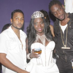 Anthony Minott/Freelance Photographer
DJ Spice (centre), pose with her boyfriend and child's father, Nicholas Lal, and DJ Bounty Killer during her  birthday bash at Bayside, Portmore, St Catherine on Friday, August 6, 2010.