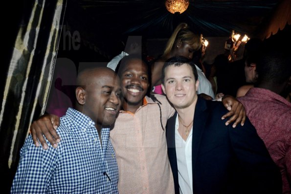 Winston Sill/Freelance Photographer
David "Sqeeze" Annakie Birthday Celebrations, held at Fiction Fantasy Nightclub, Market Place on Friday night August 22, 2014. Here are Duane Smith (left); Damion Crawford (centre); and Andrey Dryakin (right), Head, Consular Section, Russian Embassy.