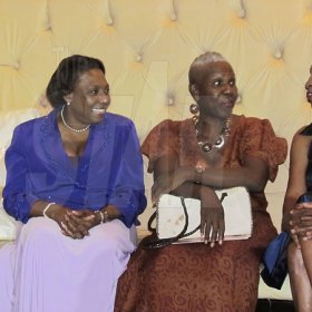 Teino Evans                                                                                                                                                                From left: Minister Olivia Grange, Dr Carolyn Cooper and general manager, Television Jamaica, Kay Osborne engage in light conversation during the launch of The Ity and Fancy Cat Show's fourth season.