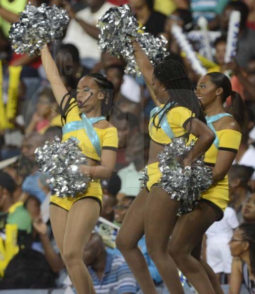 Ian Allen/PhotographerCheerleaders during the CPL T/20 match between the Jamaica Tallawahs and the St.Lucia Stars at Sabina Park on Tuesday.