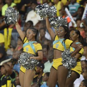 Ian Allen/PhotographerCheerleaders during the Jamaica Tallawahs vs St. Lucia Stars Caribbean Premier League (CPL) T/20 cricket match at Sabina Park on Tuesday.