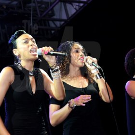Winston Sill/Freelance Photographer

Alaine and her singers do a magnificent rendition of 'You Are  Me' during Tessanne Chin Home Coming Concert on the Waterfront, downtown Kingston on Sunday night

 January 12, 2014.