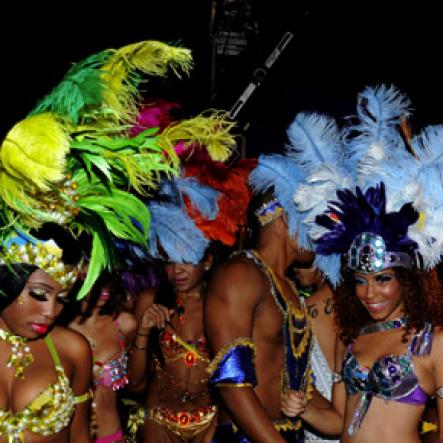 Winston Sill / Freelance Photographer
Bacchanal Jamaica and Appleton Rum presents the 2013 Band Launch Fete, featuring the 2013 costumes, held at Mas Camp, Stadium North on Friday night December 7, 2012.