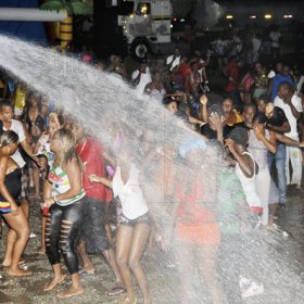 Winston Sill / Freelance Photographer
Island Mas and Kirov Vodka presents the Official and Original Water Party, "The Beach in the City Edition", held at UDC Car Park, Park Boulevard, New Kingston on Sunday January 1, 2012.