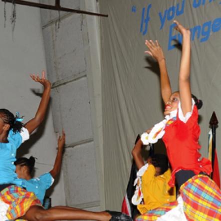 Ian Allen/Staff Photographer
Jessie Repoll Primary School Dancers dancing up a storm during the Antilles Episcopal Conference(AEC) Opening Ceremony at St. Georges College in Kingston on tuesday.