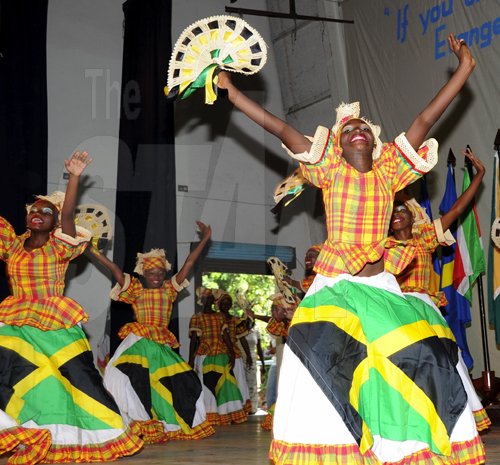 Ian Allen/Staff Photographer
Jessie Repoll Primary School Dancers dancing up a storm during the Antilles Episcopal Conference(AEC) Opening Ceremony at St. Georges College in Kingston on tuesday.