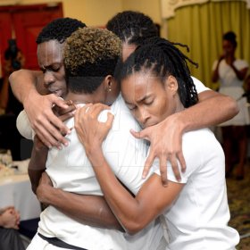 Rudolph Brown/Photographer
Quilt group performing Arts Company at the World AIDS Day breakfast Forum "Health for All: Towards A More Integrated Response to HIV Prevention, Treatment and Care, at the Knutsford Court Hotel on Tuesday, December 1, 2015