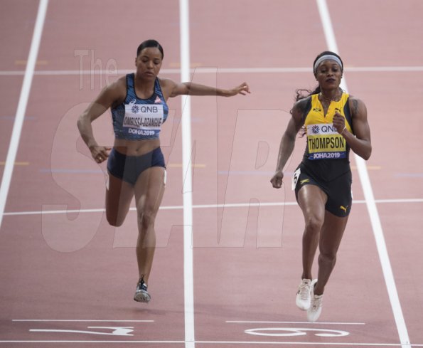 Elaine Thompson competes in the womens 100m event at the