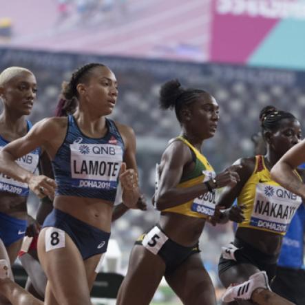 Natoya Goule competing in the women 800m semi finals