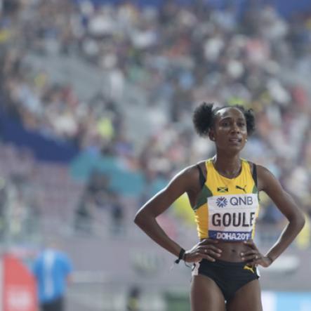 Natoya Goule competing in the women 800m semi finals