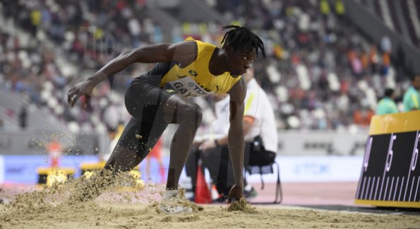 Tajay Gayle competes in the mens long jump finals