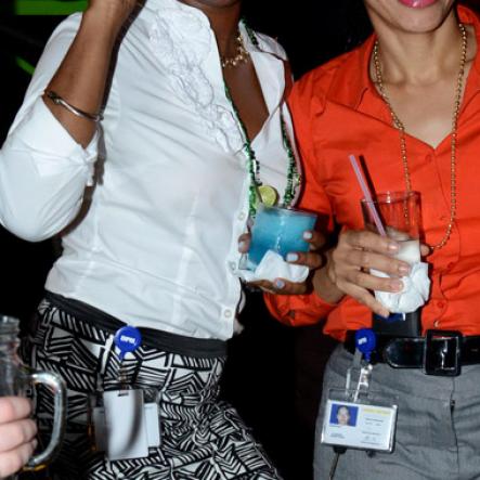 Winston Sill/Freelance Photographer
J. Wray and Nephew host Yardi Gras 2014 the annual Media Party, held at Countryside Club, Courtney Walsh Drive on Tuesday night March 18, 2014. Here are Michaela Francis (left); and Chana Hay (right).
