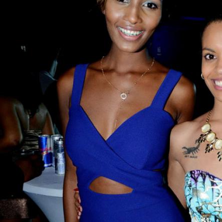 Winston Sill/Freelance Photographer
Yush Party and Performance Show, held at the National Indoor Sports Centre (NISC),  Stadium Complex on Saturday night December 27, 2014. Here are Shamelee Williams (left); and Gabrielle Meekes ?(right).
